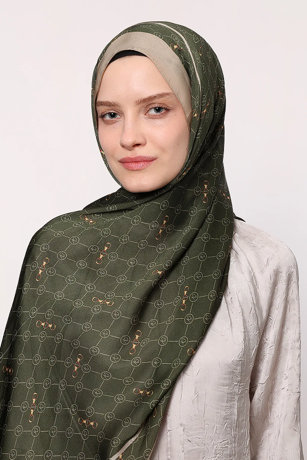 LuvenSara Hint İpeği Şal Haki