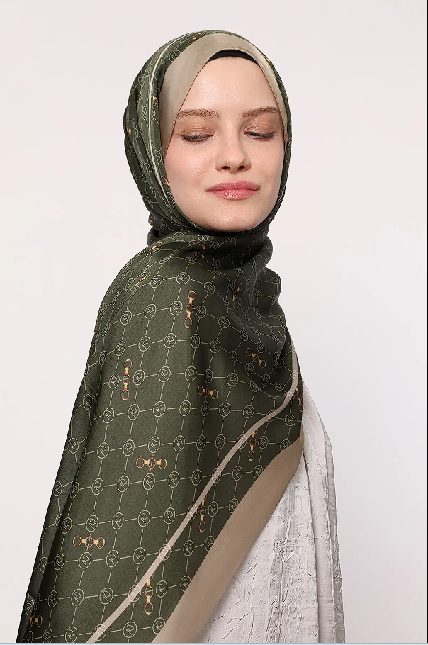 LuvenSara Hint İpeği Şal Haki