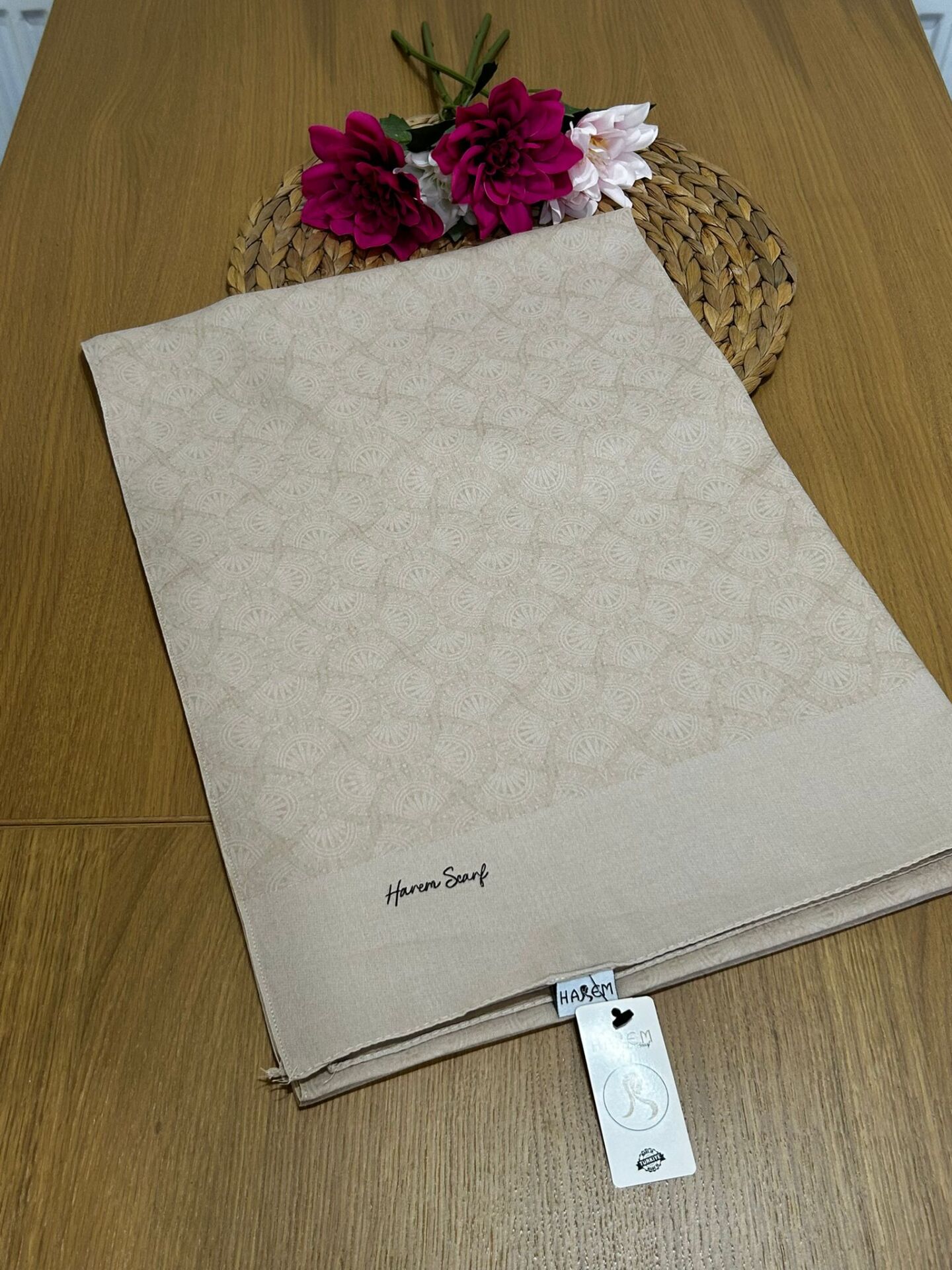 Harem Scarf Gold Sahra Şal Koyu Bej