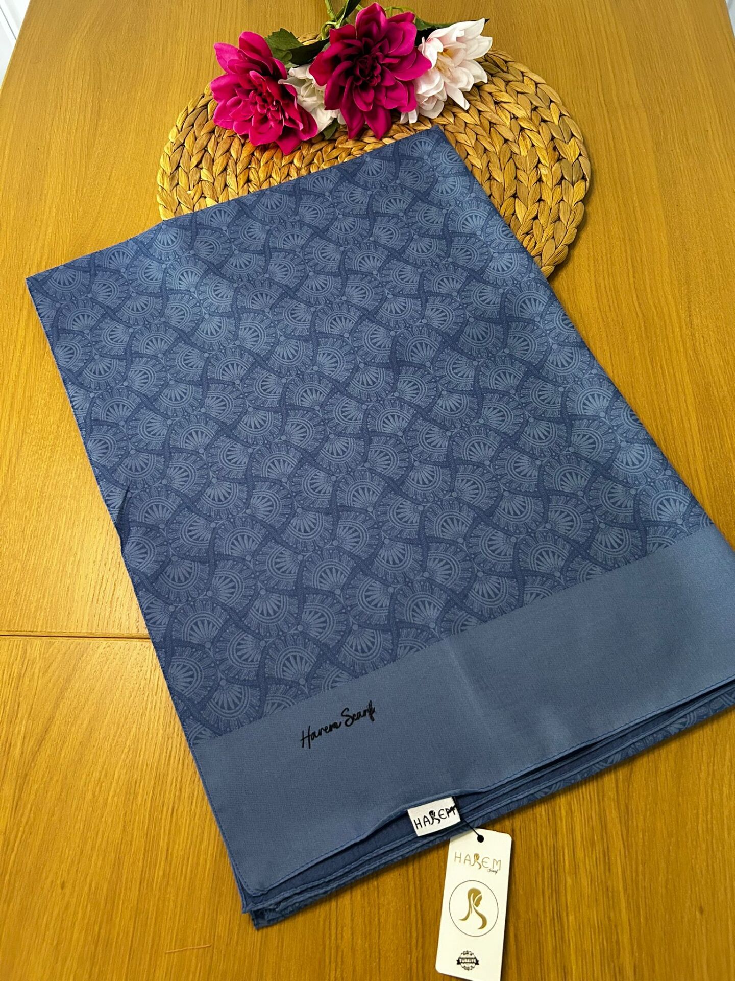 Harem Scarf Gold Sahra Şal İndigo