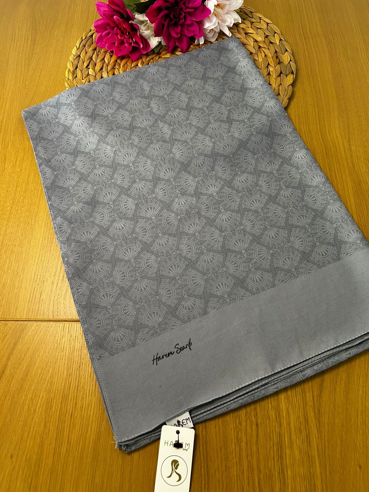 Harem Scarf Gold Sahra Şal Koyu Gri