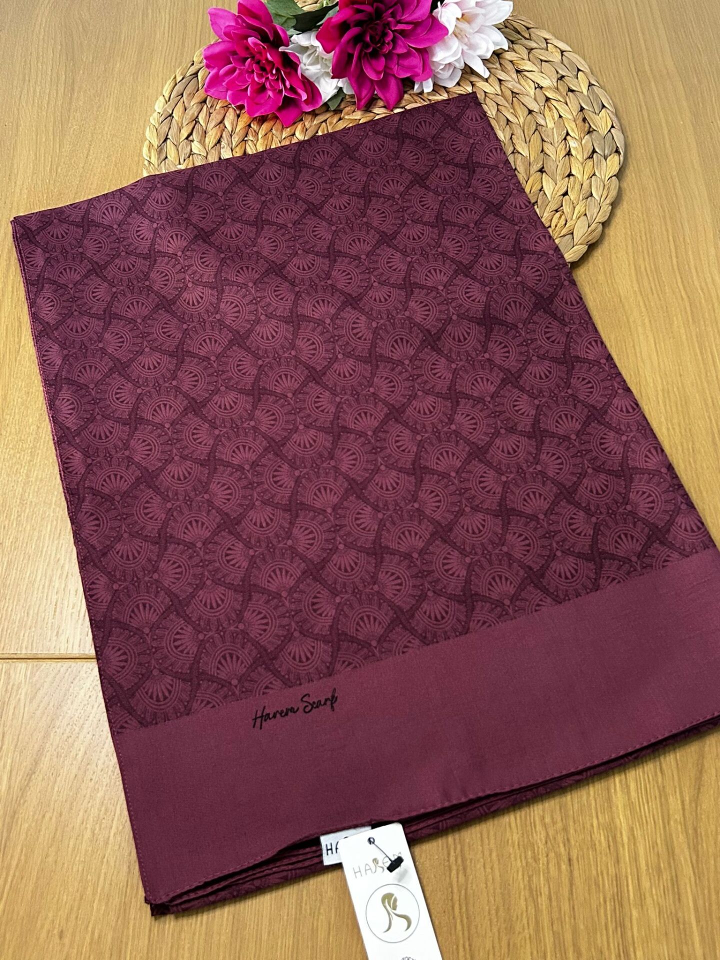 Harem Scarf Gold Sahra Şal Vişne