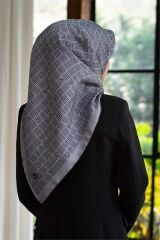 Twill İpek Eşarp Gri, Siyah