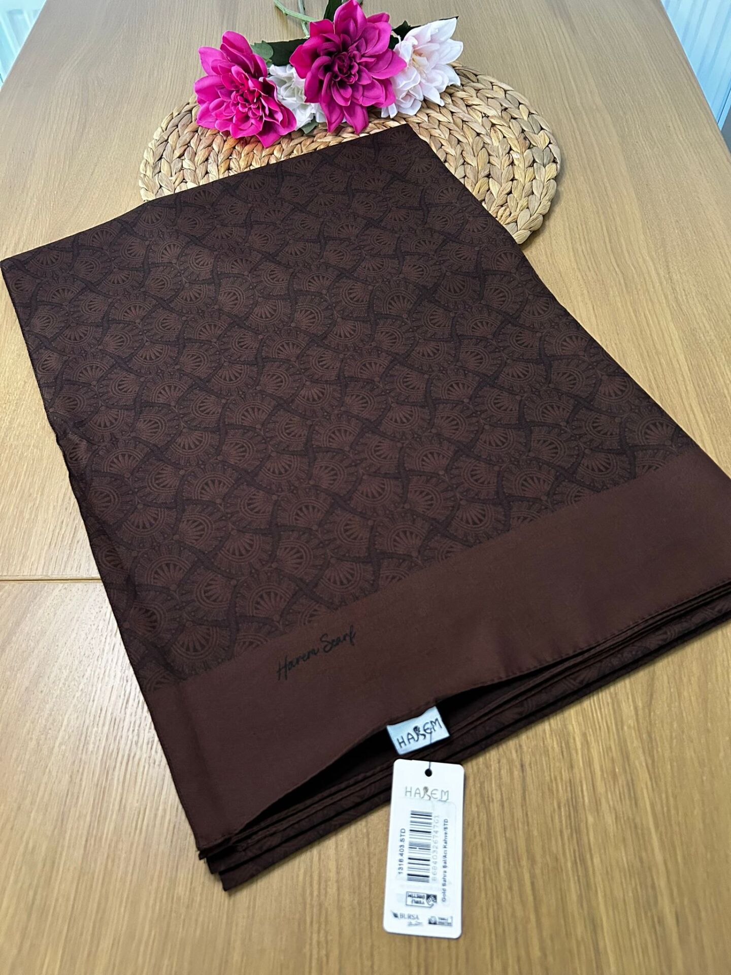 Harem Scarf Gold Sahra Şal Acı Kahve