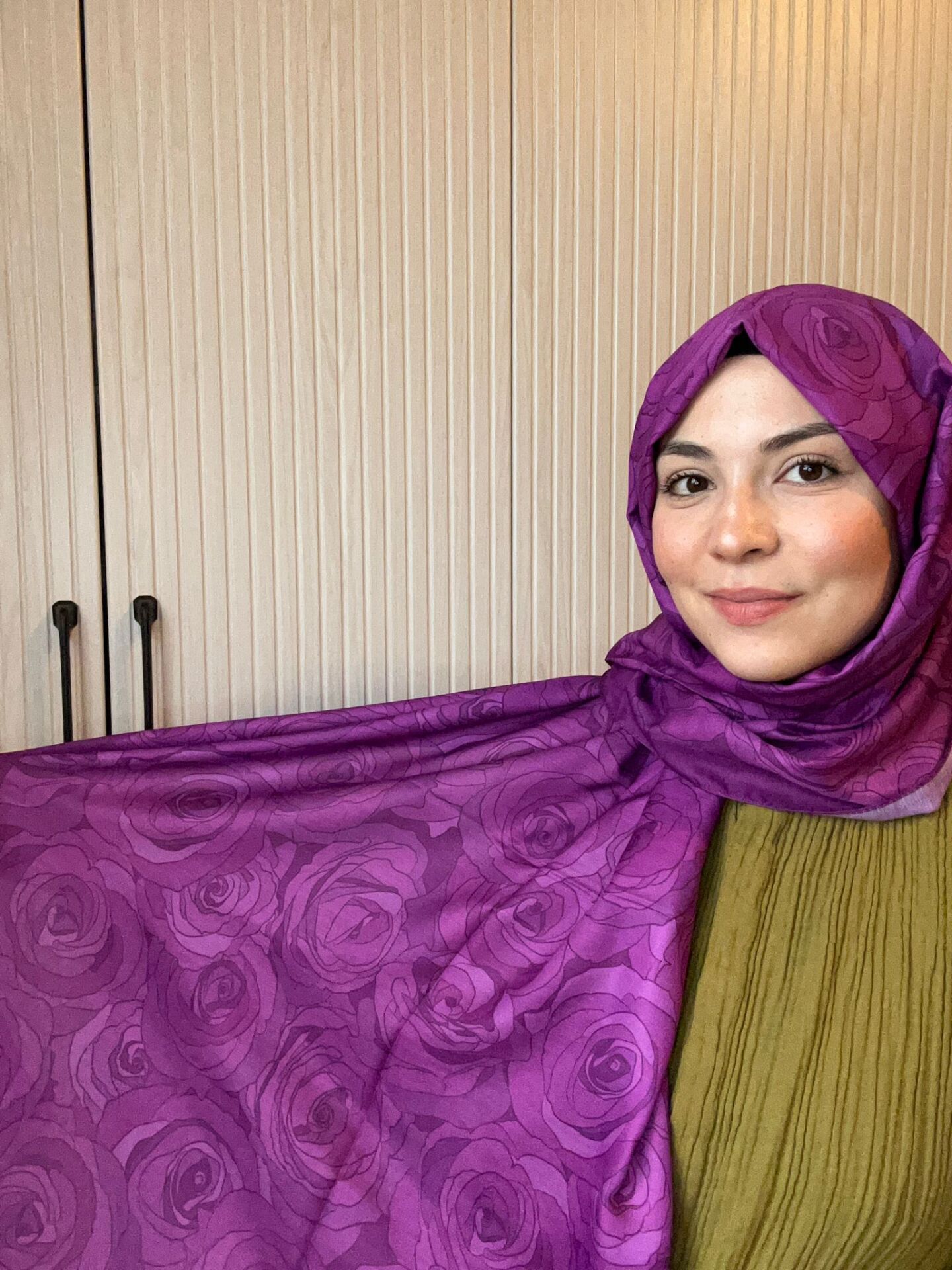 Siyane Scarf Gül Desen Şal Açık Mor