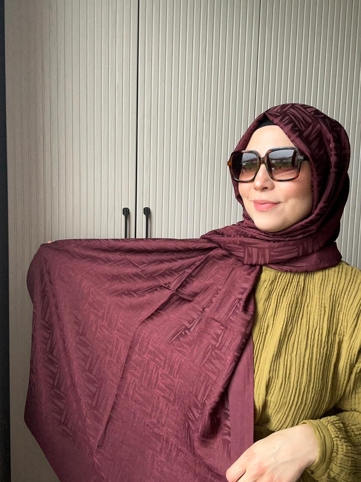 Noura Scarf Elisa Şal Koyu Bordo