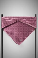 %100 Twill İpek Monogram Desenli Gül Kurusu Renkli 90x90 Eşarp Dikim Şekli : El Dikişi