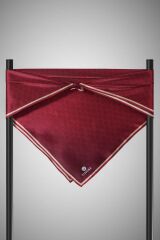 %100 Twill İpek Monogram Desenli Bordo Renkli 90x90 Eşarp Dikim Şekli : El Dikişi