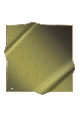 %100 Twill İpek Monogram Desenli Haki  Renkli 90x90 Eşarp Dikim Şekli : El Dikişi