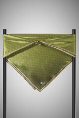 %100 Twill İpek Monogram Desenli Haki  Renkli 90x90 Eşarp Dikim Şekli : El Dikişi