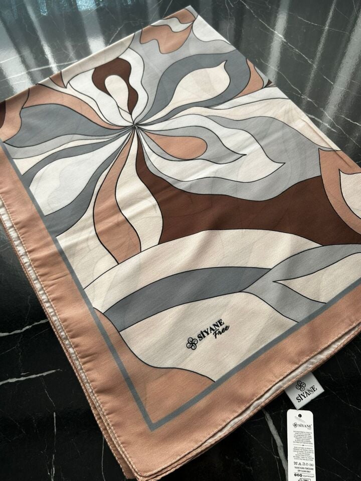 Siyane Scarf Naturel Desen Şal 02