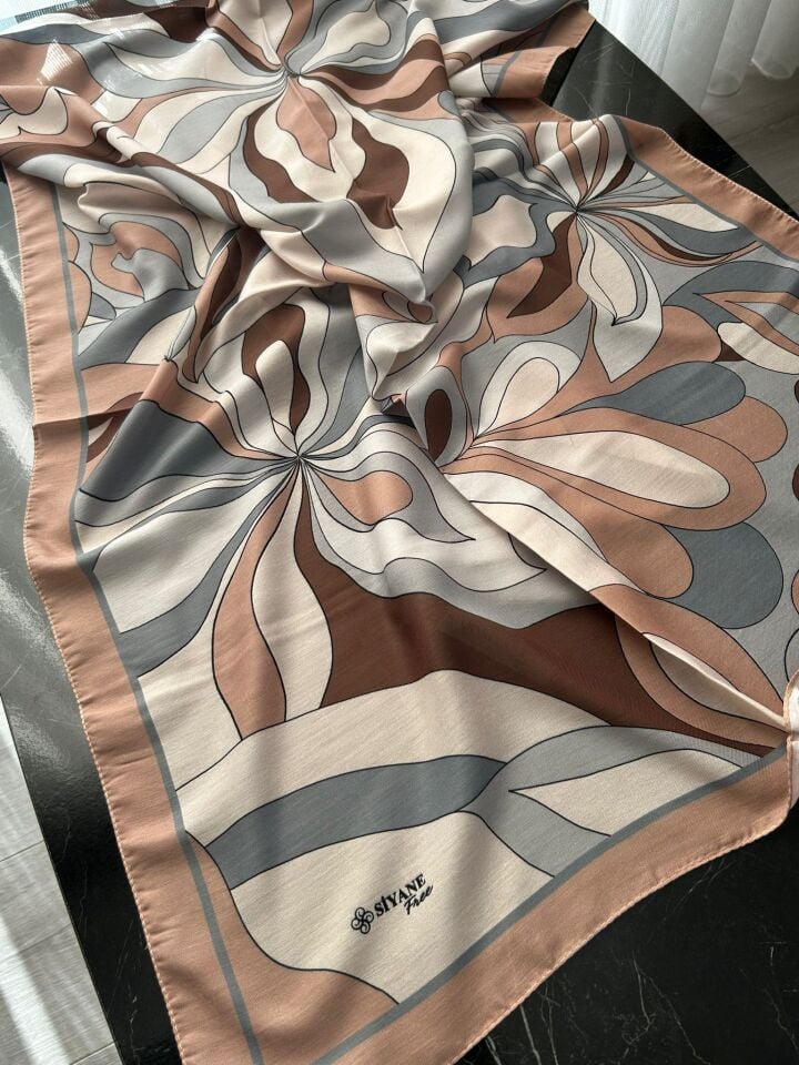Siyane Scarf Naturel Desen Şal 02