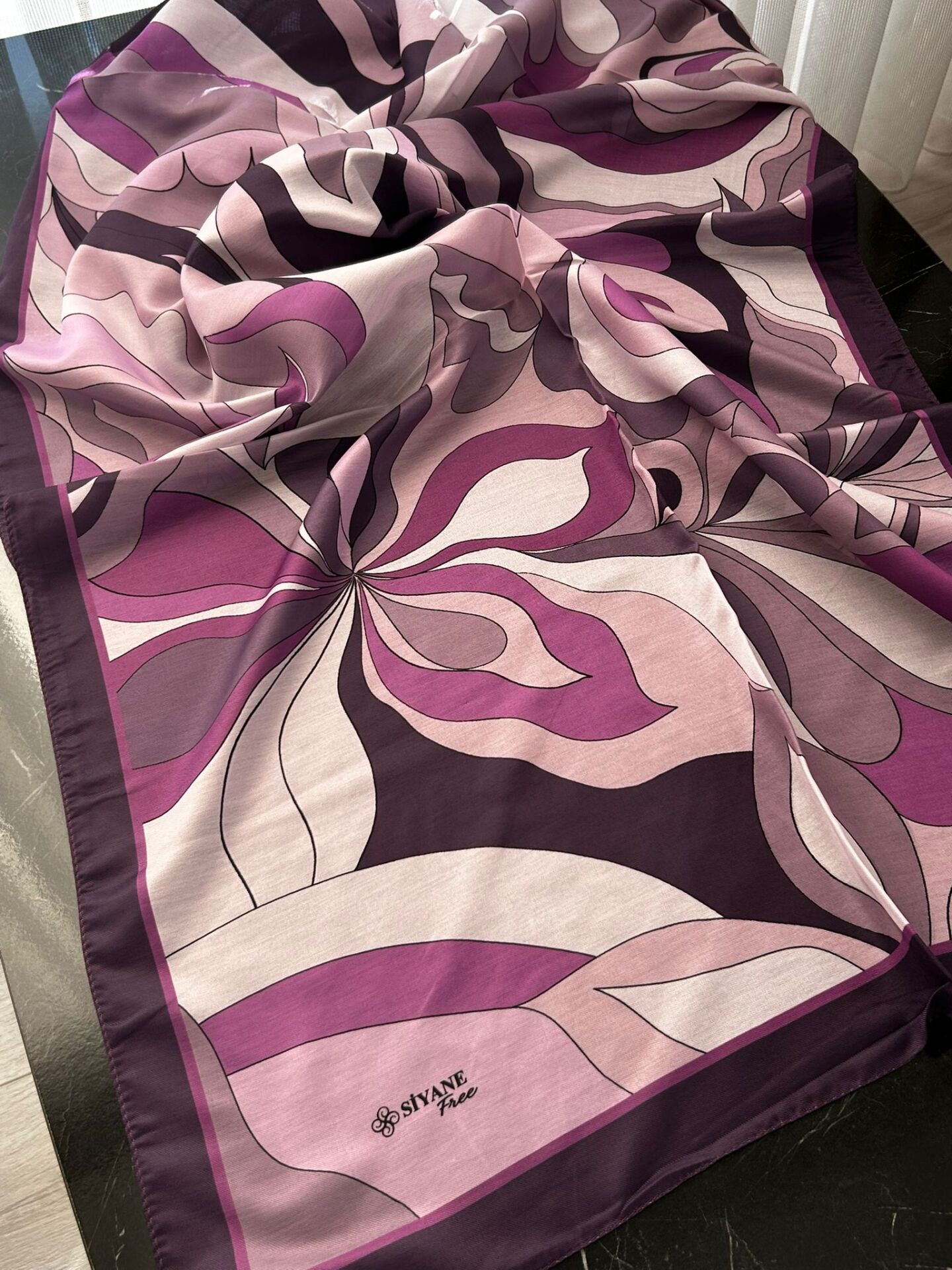 Siyane Scarf Naturel Desen Şal 04