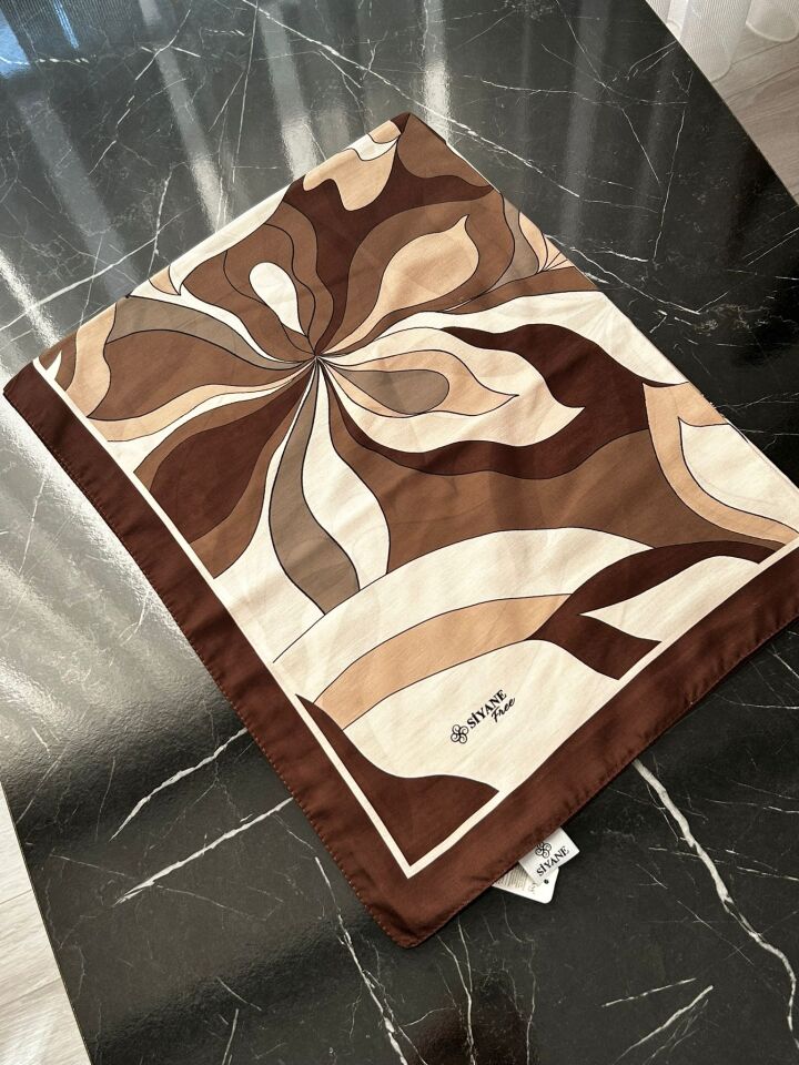 Siyane Scarf Naturel Desen Şal 05