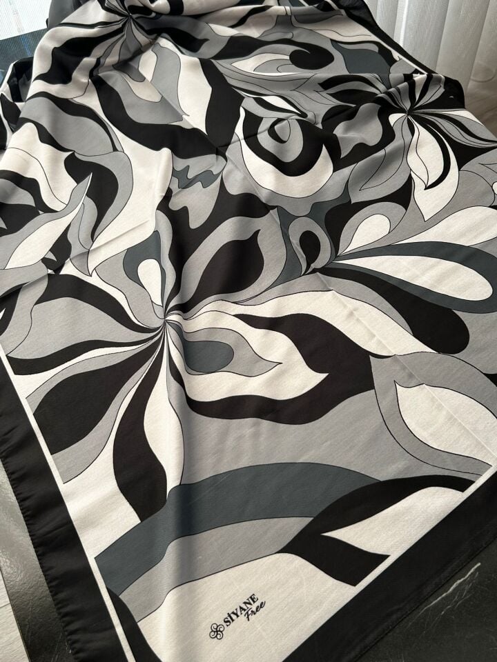 Siyane Scarf Naturel Desen Şal 06