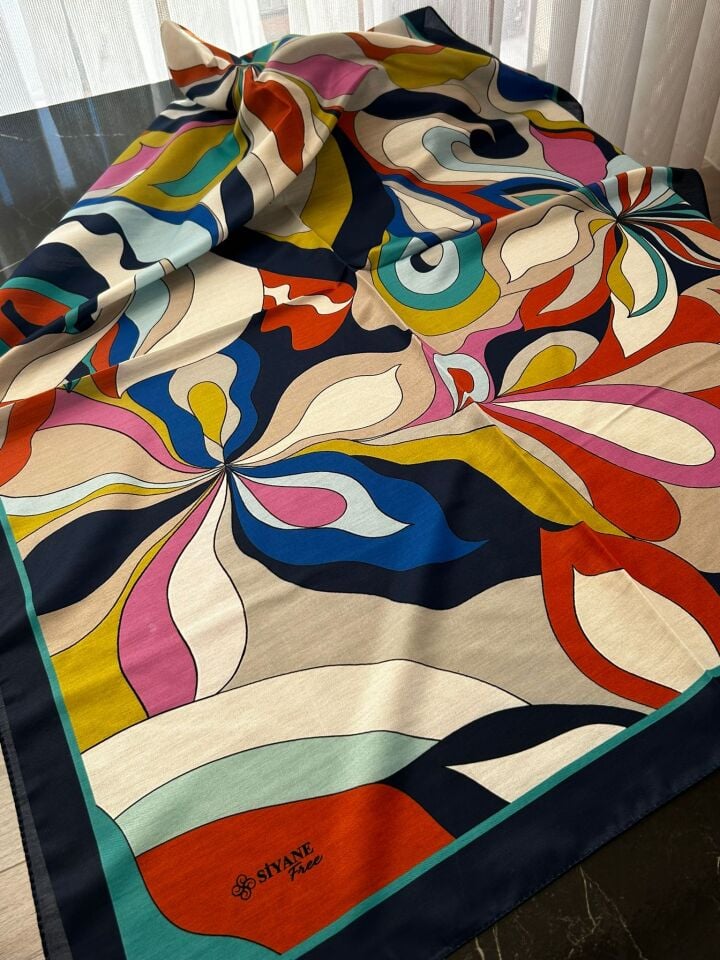 Siyane Scarf Naturel Desen Şal 07