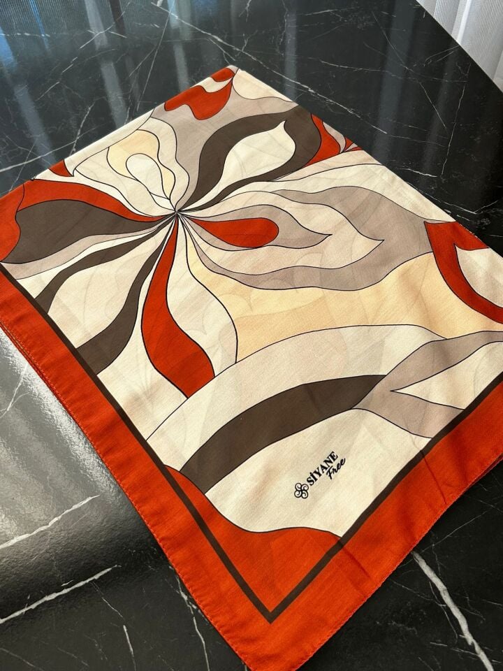 Siyane Scarf Naturel Desen Şal 08