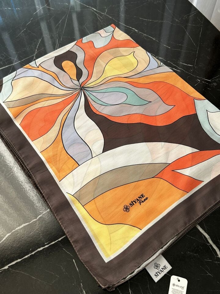 Siyane Scarf Naturel Desen Şal 11