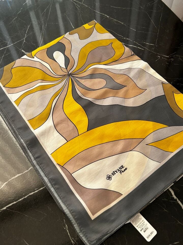 Siyane Scarf Naturel Desen Şal 13