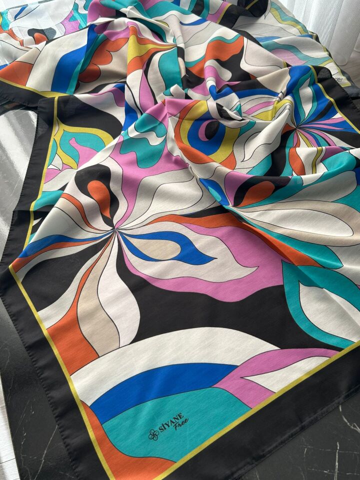 Siyane Scarf Naturel Desen Şal 14
