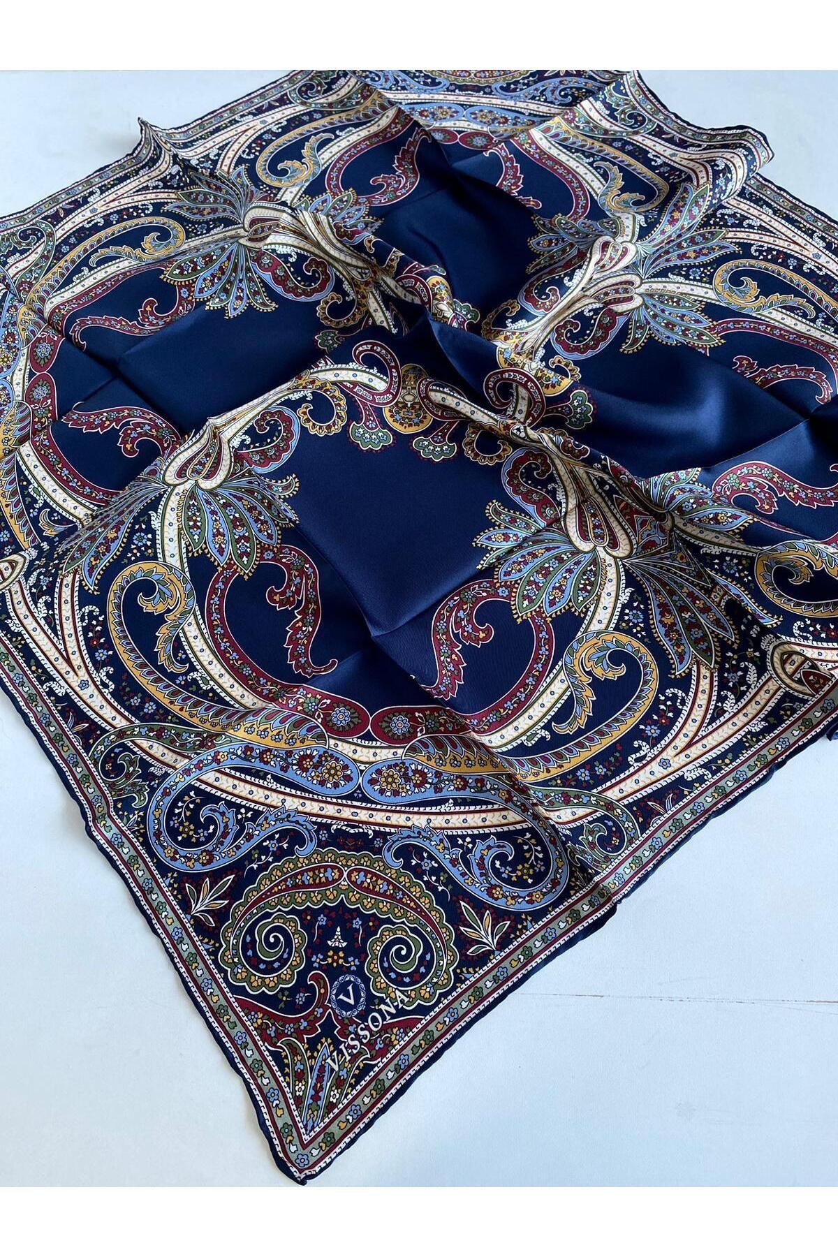 Tivil Ipek Eşarp 60777-19-0033 Lacivert Karışık Desen