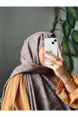 İpekseli Zebra Dokuma Vual Şal Sütlü Kahve