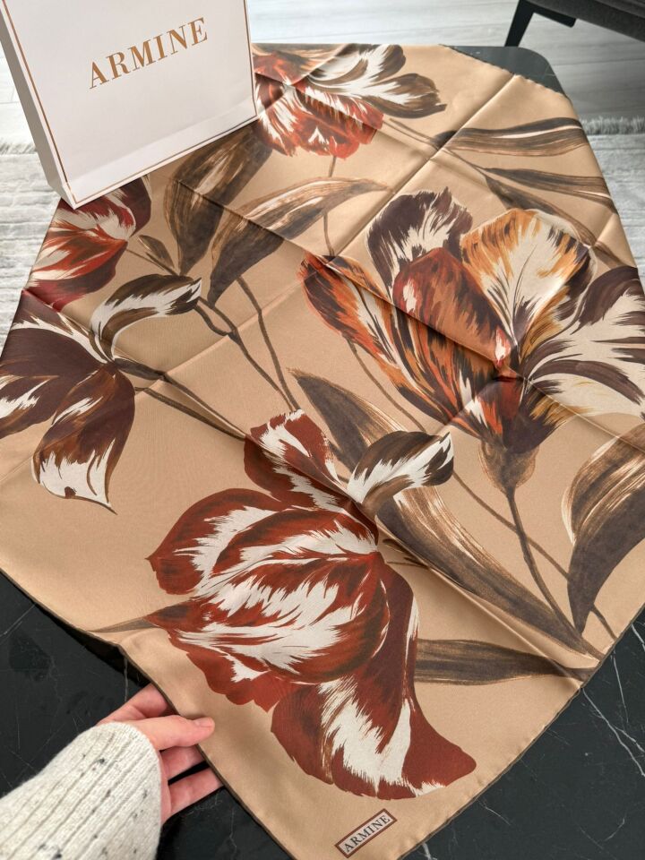 Armine 2026 İlkbahar Yaz Tivil İpek Eşarp 9506-82