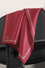 %100 Twill İpek Zincir Desenli Bordo - Siyah Renkli 90x90 Eşarp Dikim Şekli : El Dikişi