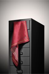 %100 Twill İpek Zincir Desenli Bordo - Siyah Renkli 90x90 Eşarp Dikim Şekli : El Dikişi