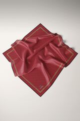 %100 Twill İpek Zincir Desenli Bordo - Siyah Renkli 90x90 Eşarp Dikim Şekli : El Dikişi