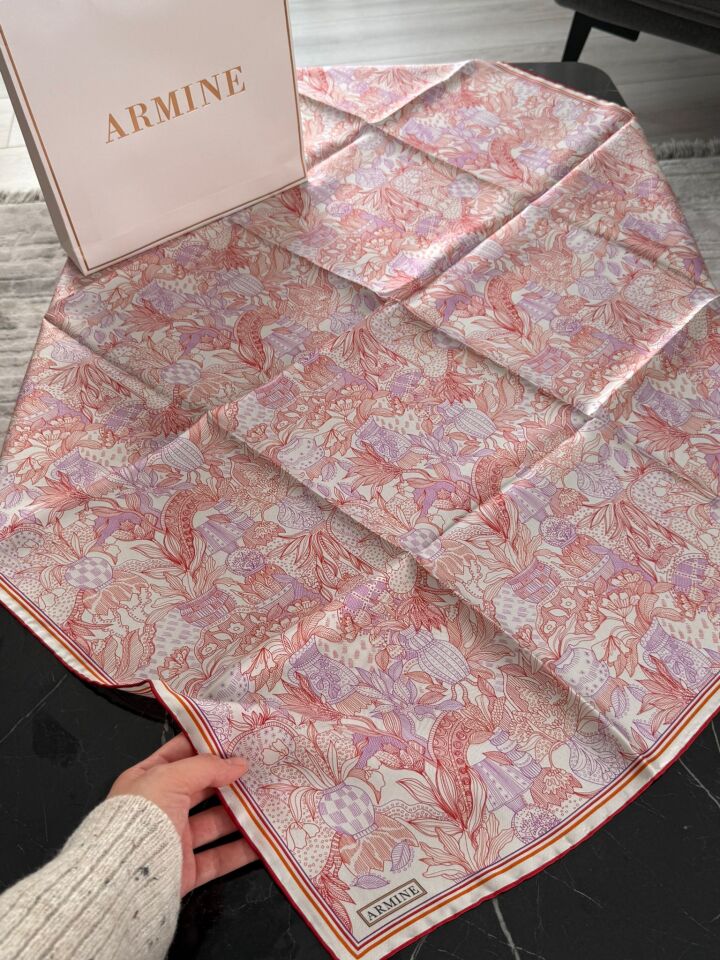 Armine 2026 İlkbahar Yaz Tivil İpek Eşarp 9508-02