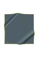 %100 Twill İpek Geometrik Desenli Lacivert - Fıstık Yeşili Renkli 90x90 Eşarp Dikim Şekli : El Dikiş