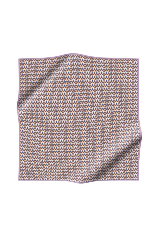 Vissona Twill İpek Geometrik Desenli Eşarp Gül Kurusu