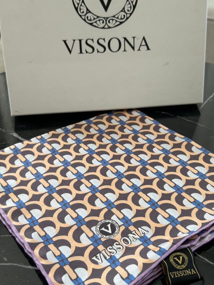 Vissona Twill İpek Geometrik Desenli Eşarp Gül Kurusu