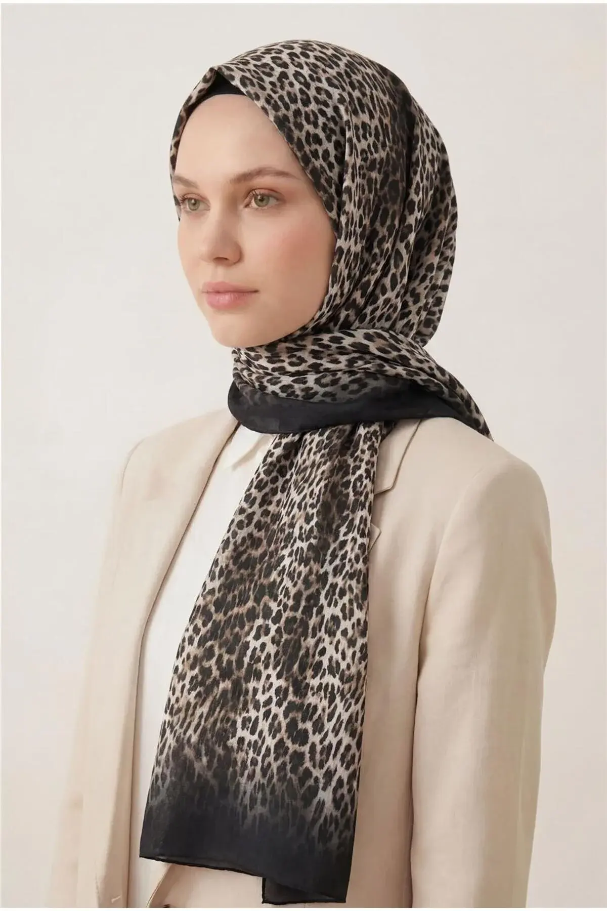Silk Home Leopar Desen Soft Şal Krem