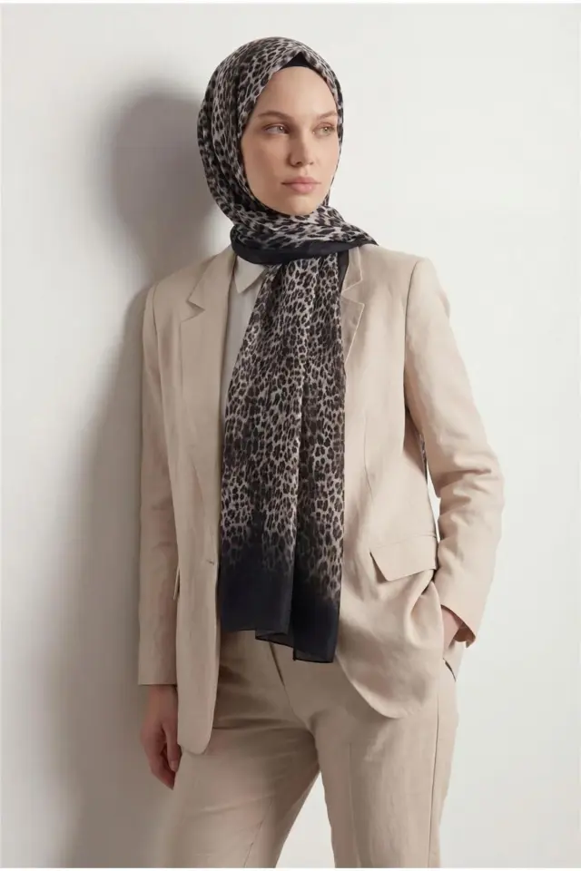 Silk Home Leopar Desen Soft Şal Krem