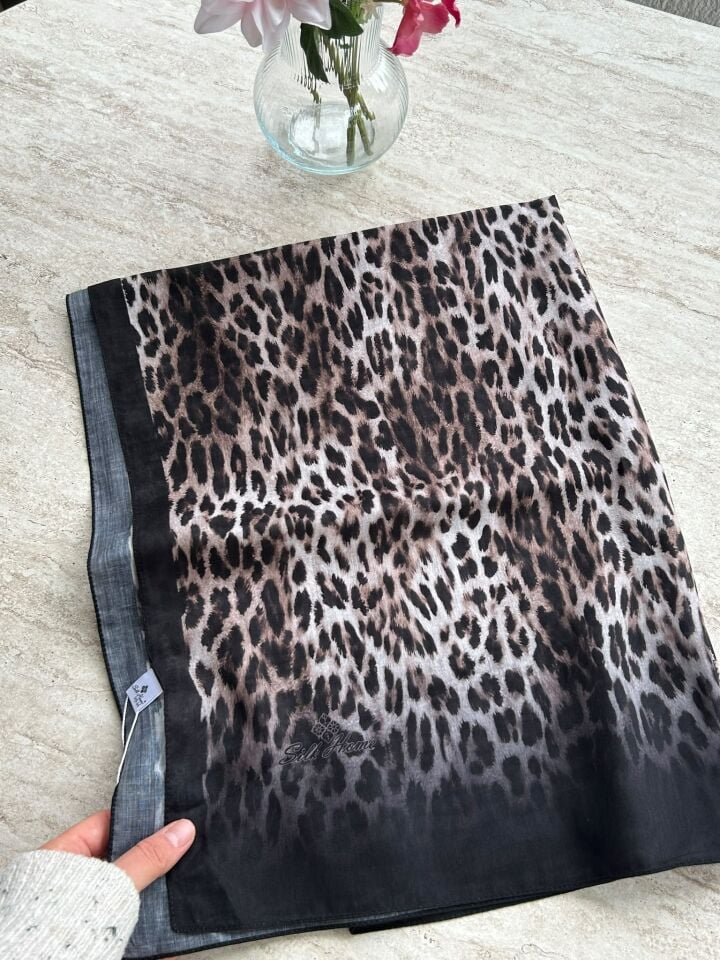Silk Home Leopar Desen Soft Şal Krem