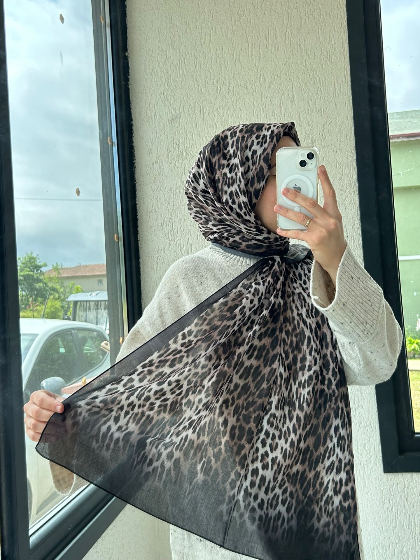 Silk Home Leopar Desen Soft Şal Krem