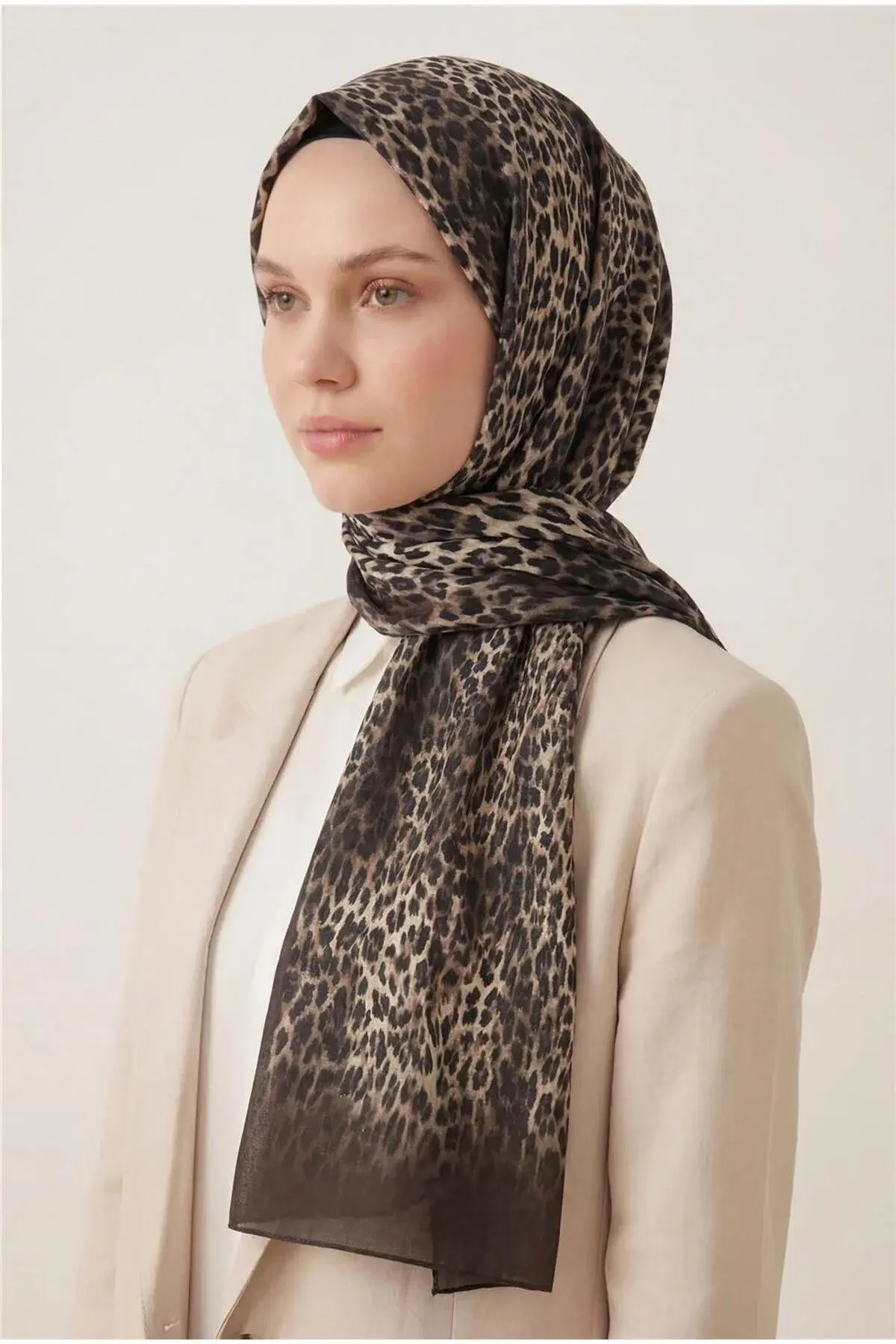 Silk Home Leopar Desen Soft Şal Acı Kahve