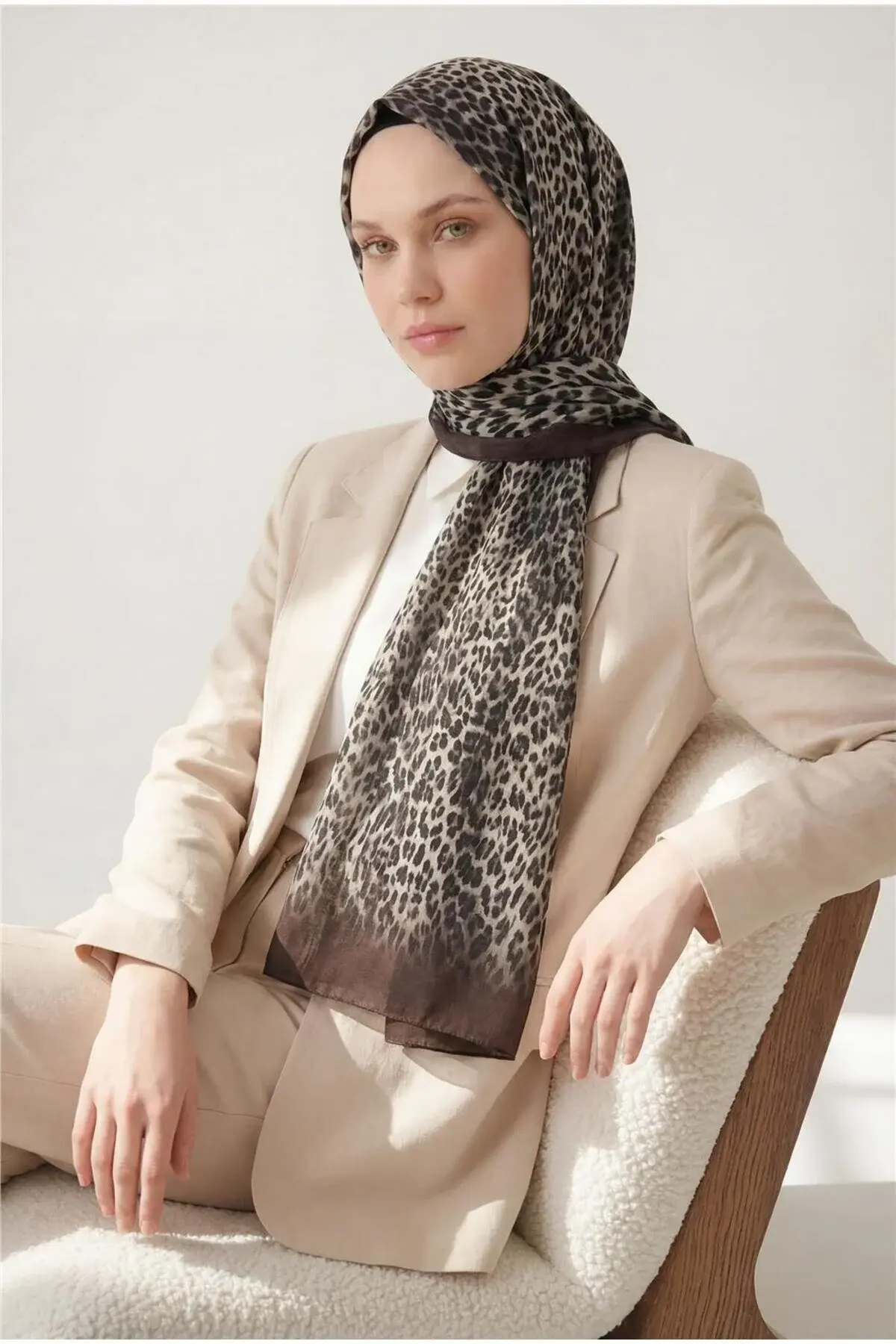 Silk Home Leopar Desen Soft Şal Çikolata Kahve