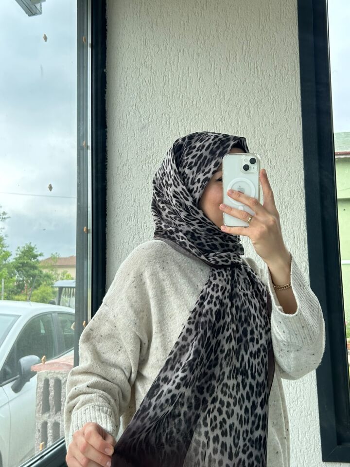 Silk Home Leopar Desen Soft Şal Çikolata Kahve