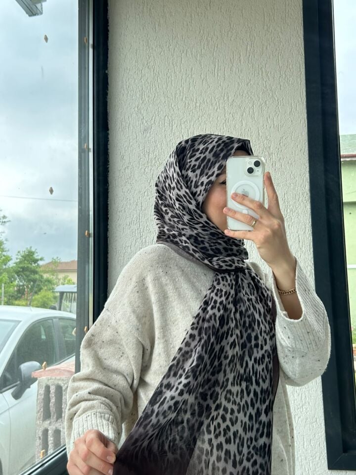 Silk Home Leopar Desen Soft Şal Çikolata Kahve