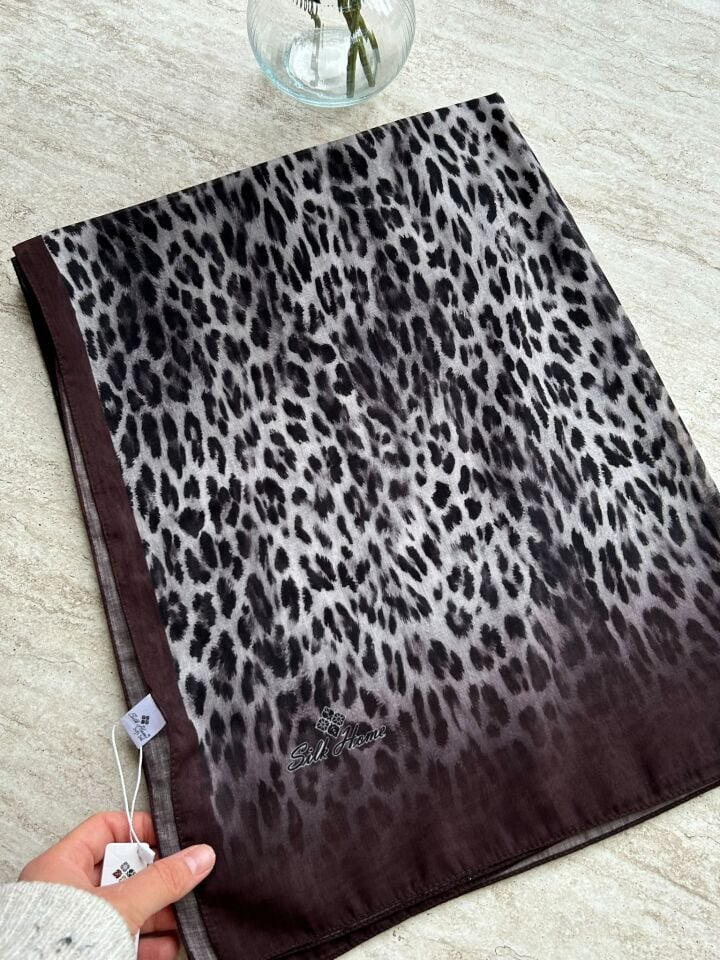 Silk Home Leopar Desen Soft Şal Çikolata Kahve