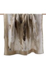 LÜKS MEDİNE İPEĞİ BATİK DESENLİ BEJ RENKLİ 75X195 KIRIŞMAZ ŞAL MOSS KREP DİKİŞ TİPİ İTALYAN DİKİŞLİ
