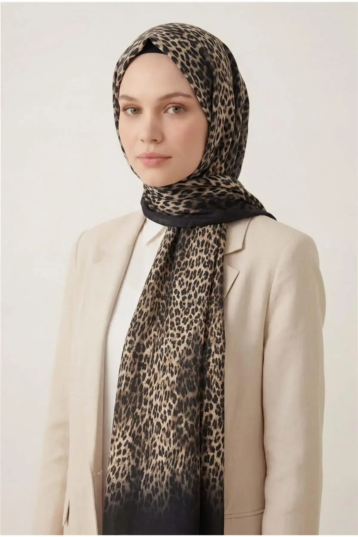 Silk Home Leopar Desen Soft Şal Sütlü Kahve