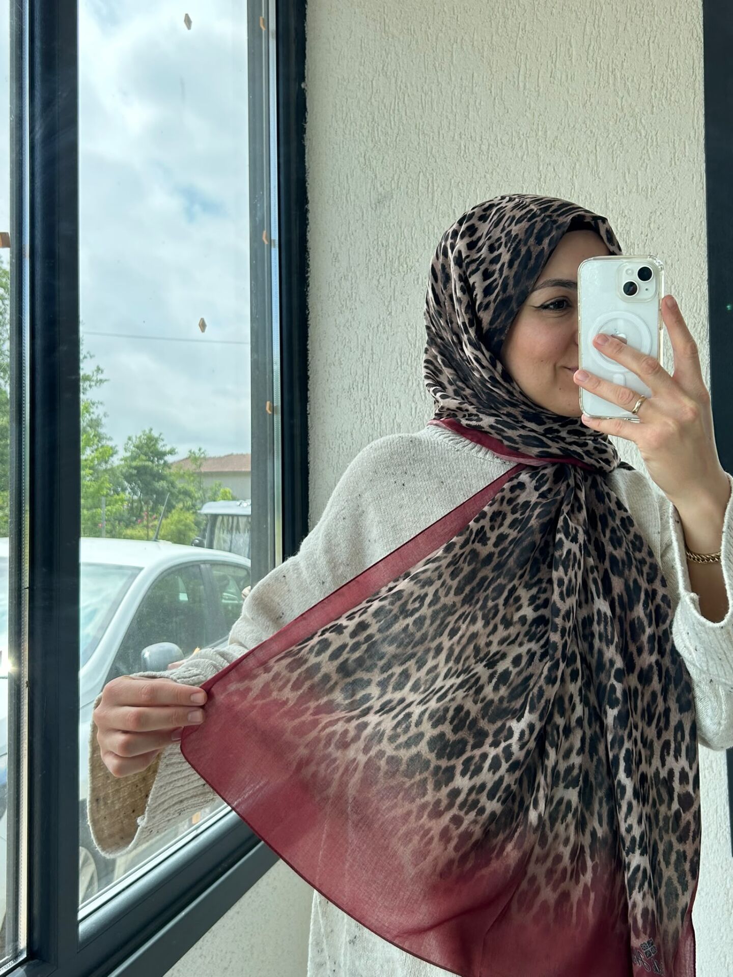 Silk Home Leopar Desen Soft Şal Bordo