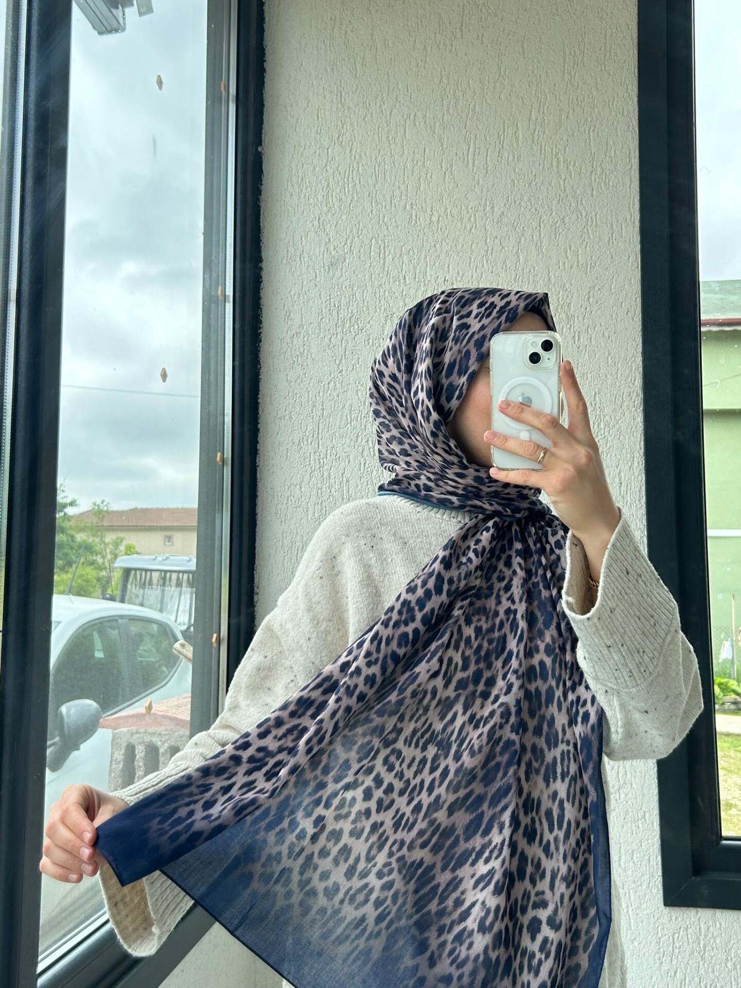 Silk Home Leopar Desen Soft Şal Gece Mavisi