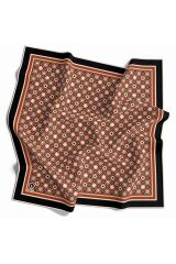 Twill Geometrik Desenli Taba Renkli 90x90 Eşarp (İpek İçermez) Dikim Şekli : El Dikişi