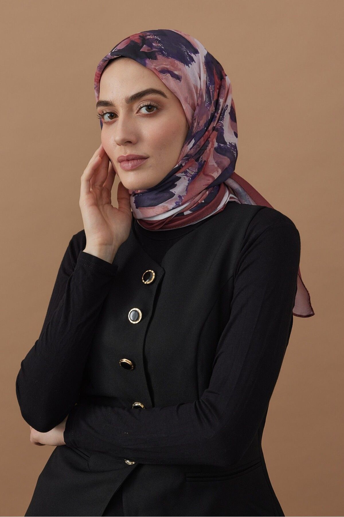 110 Cm Sanatsal Desen Bambu Eşarp