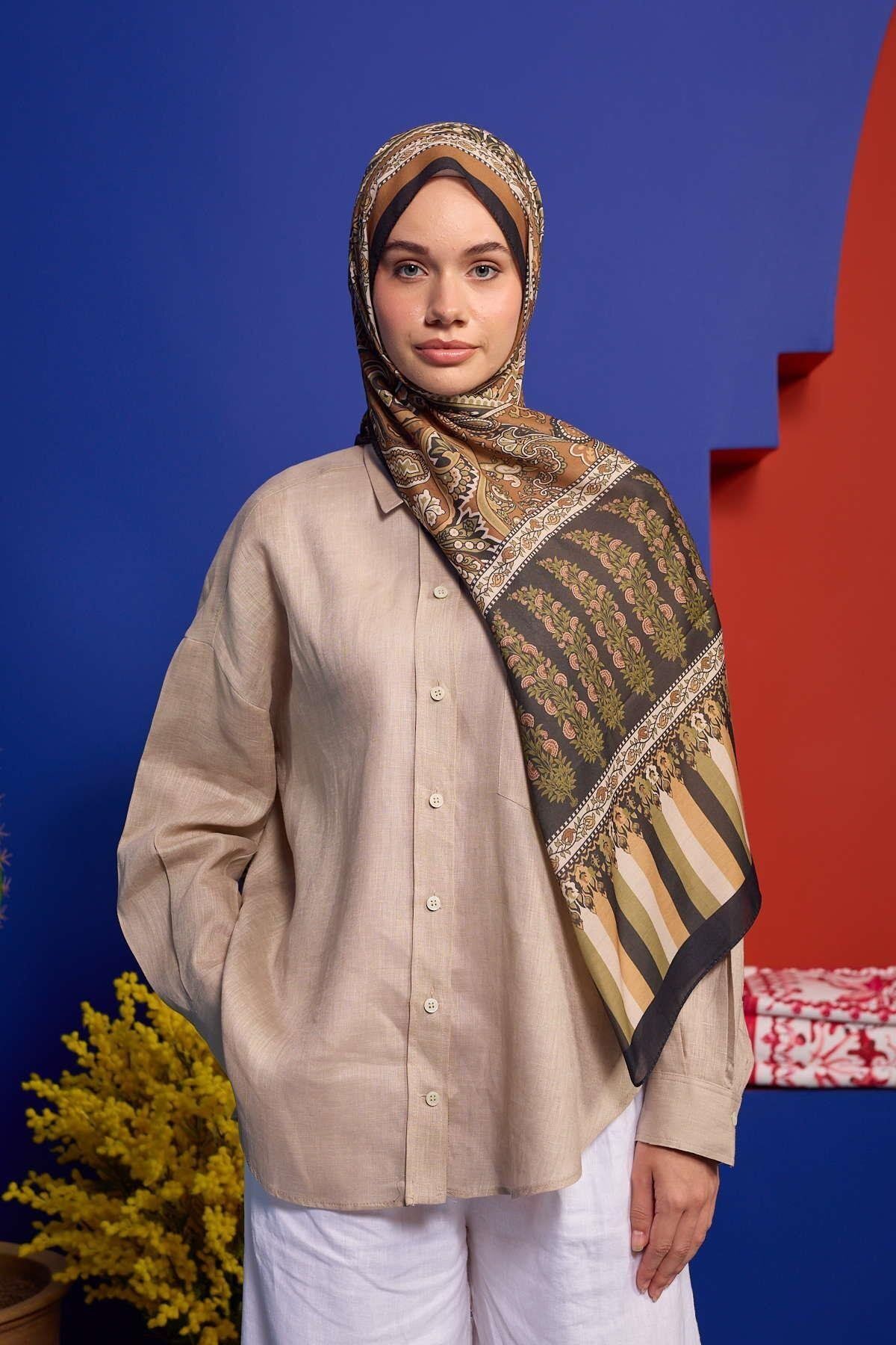 Marrakech Koleksiyon Soft Şal Kahverengi Siyah 3049-03